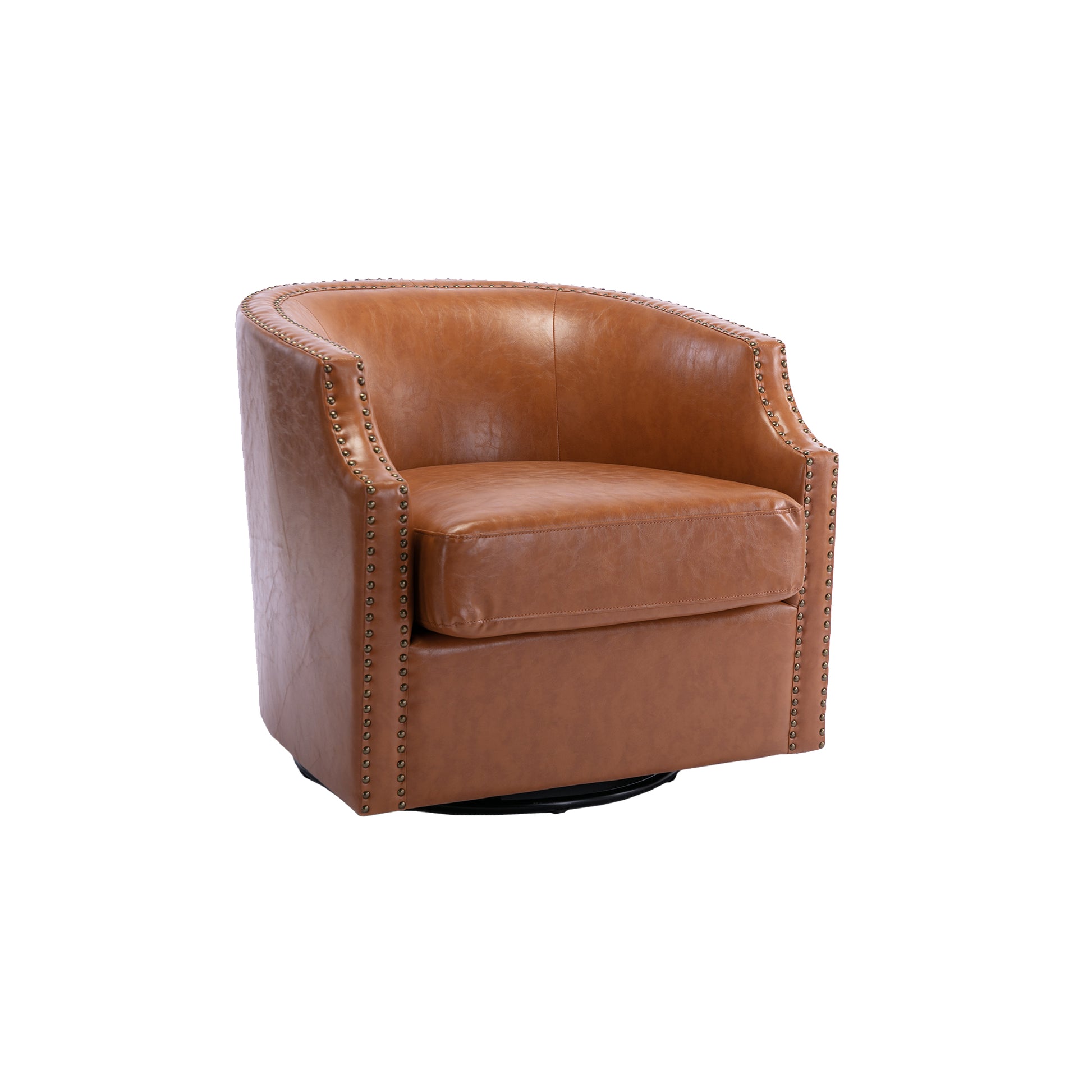Coolmore Swivel Chair Living Room Chair Light Brown Metal