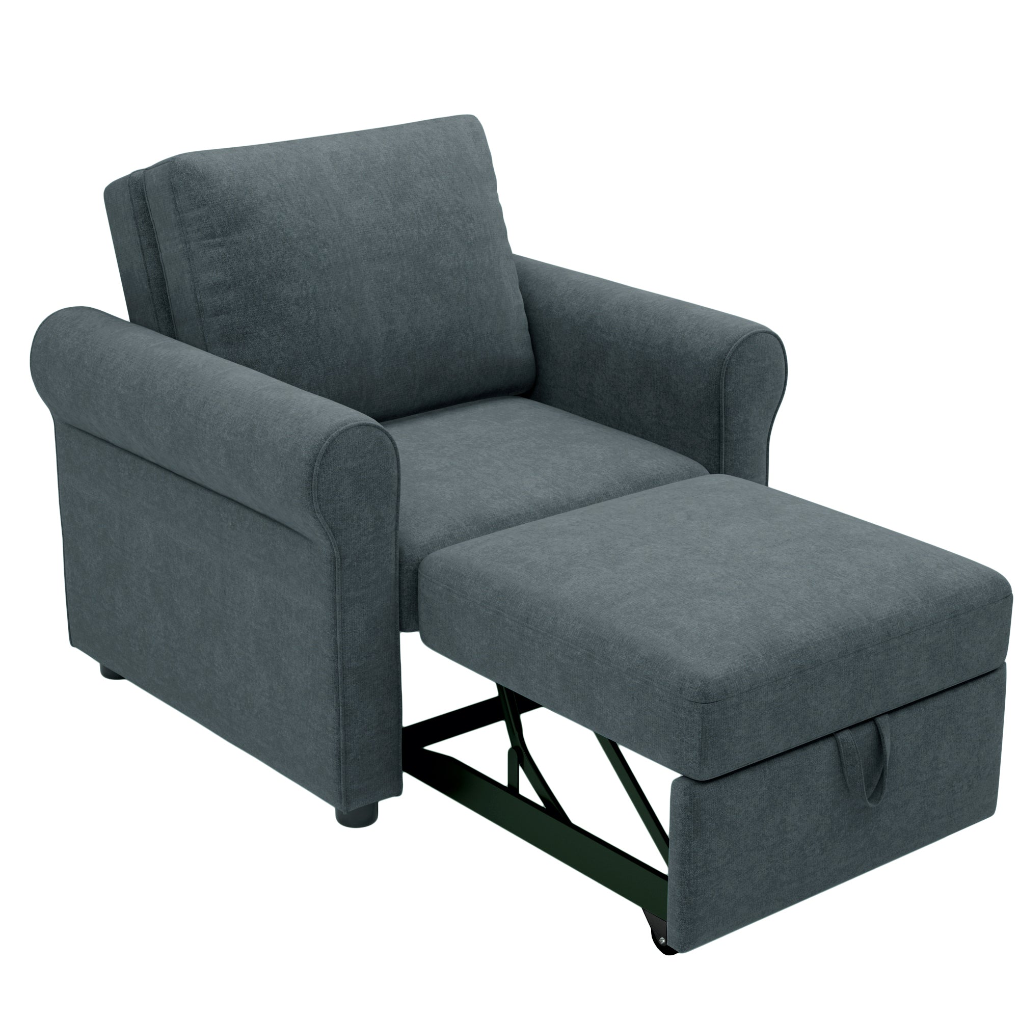 3 in 1 Sofa Bed Chair, Convertible Sleeper Chair dark blue-linen