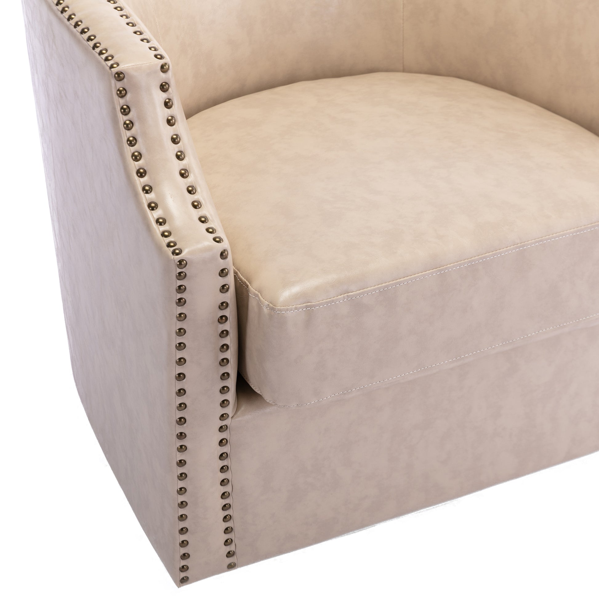 Coolmore Swivel Chair Living Room Chair Beige Metal