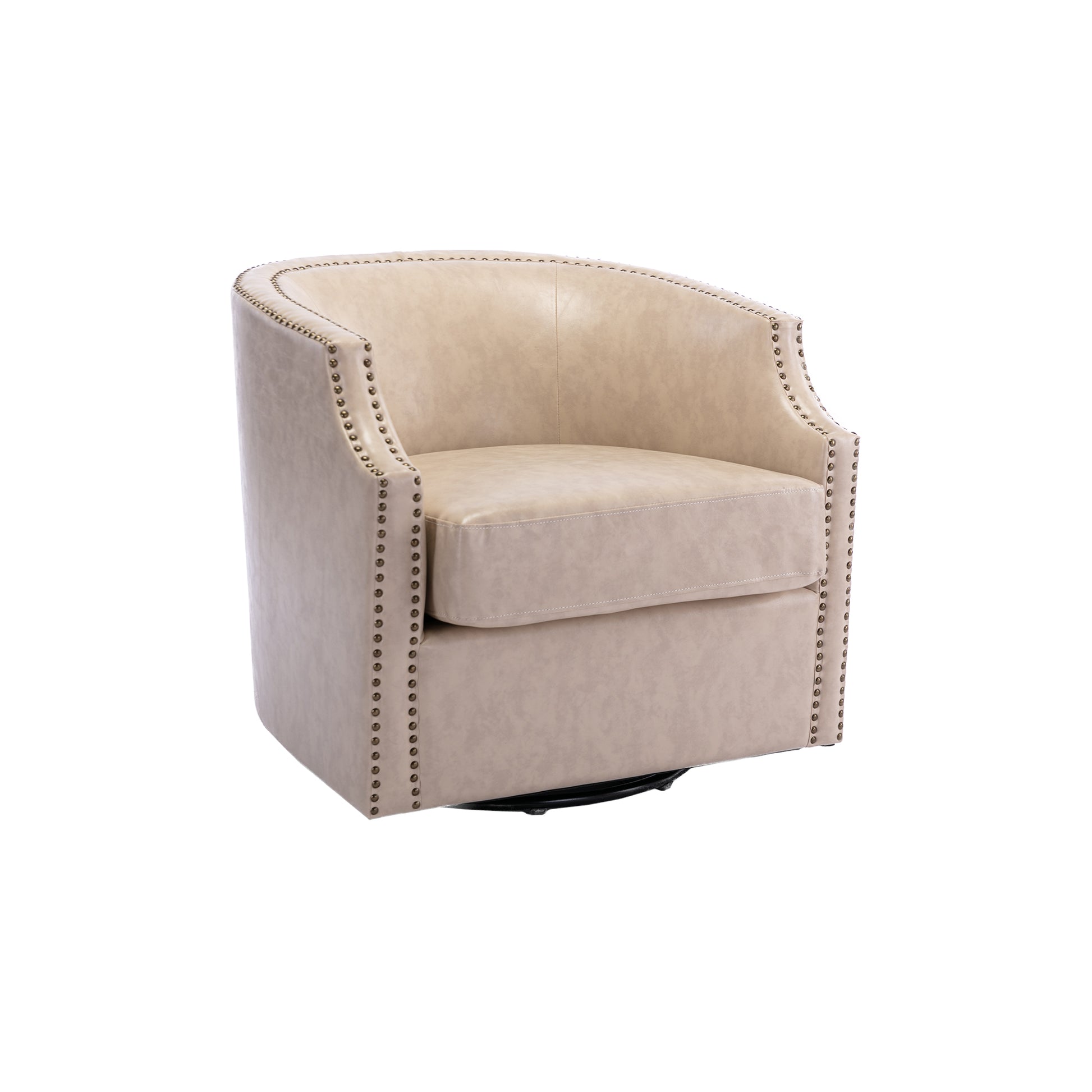 Coolmore Swivel Chair Living Room Chair Beige Metal