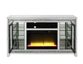 Noralie Tv Stand W Fireplace & Led Mirrored & Faux Diamonds Lv00316 Silver Mdf