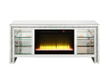 Noralie Tv Stand W Fireplace & Led Mirrored & Faux Diamonds Lv00317 Silver Mdf