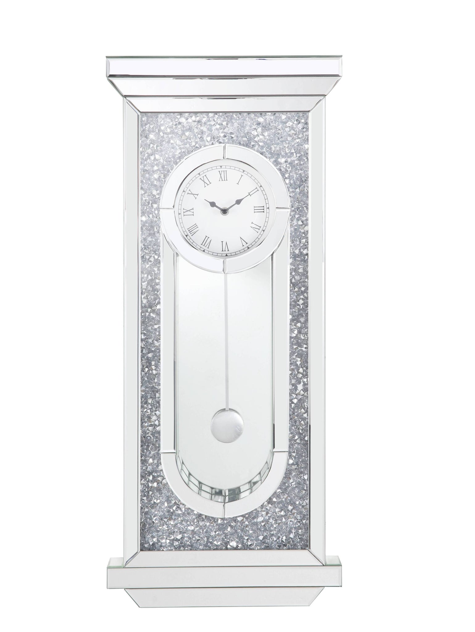 ACME Noralie WALL CLOCK Mirrored & Faux Diamonds silver-glass