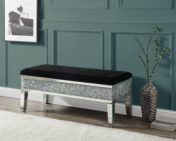 Noralie Bench W Storage Mirrored & Faux Diamonds Ac00535 Silver Glass