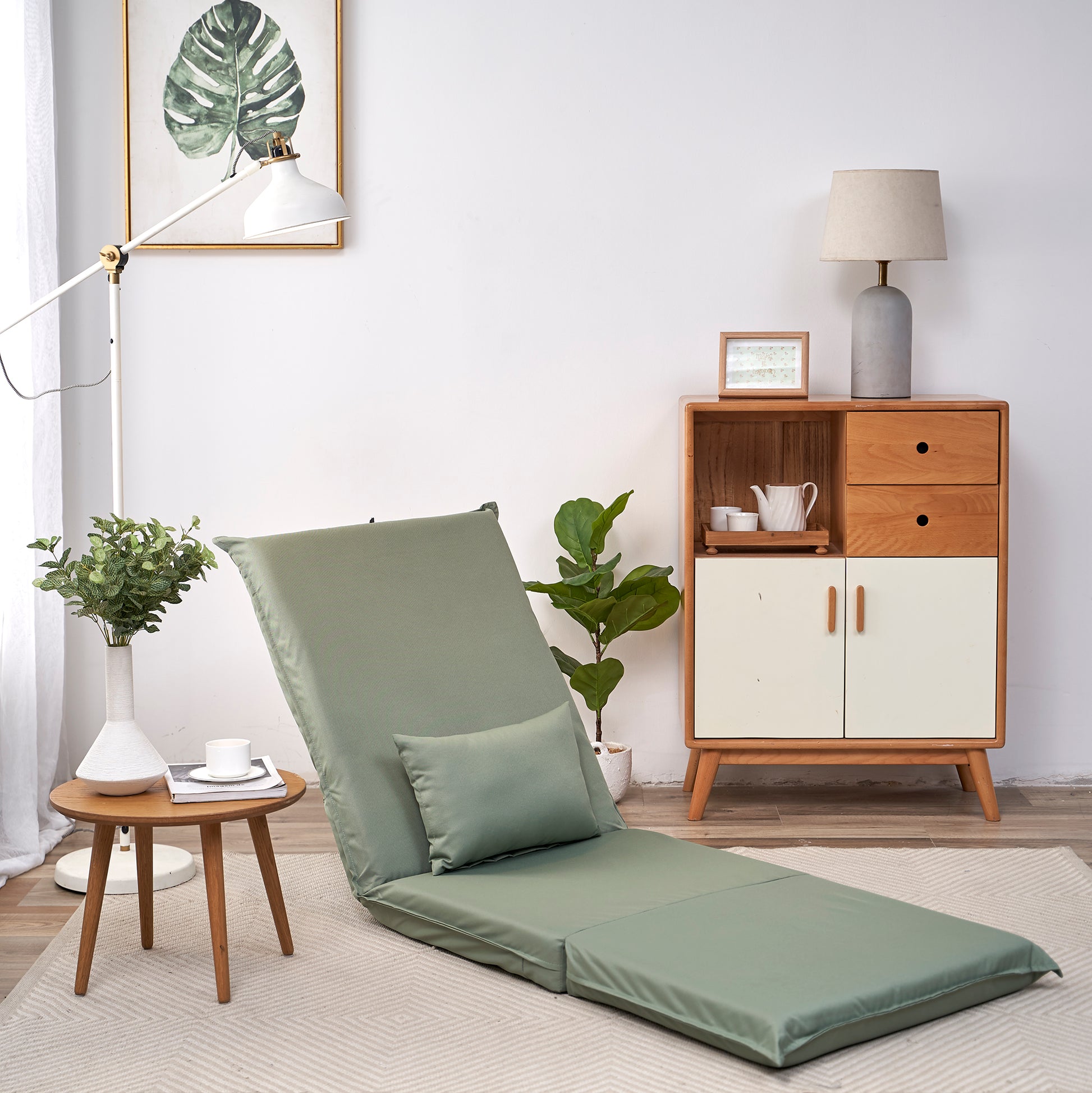 Foldable Portable Chair For Outdoor Travel, Picnic, Bbq,Camping Folding Adults With Carry Bag,Portable Chair For Outdoor Travel, Fourteen Position Adjustable Recliner Light Green Cotton Metal