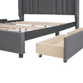 3 Pieces Bedroom Sets Queen Size Upholstered Platform Bed With 4 Drawers, Marble Top Nightstand And Storage Dresser, Gray Gray Mdf