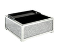 Noralie Ottoman W Storage Mirrored & Faux Diamonds Ac00531 Silver Glass