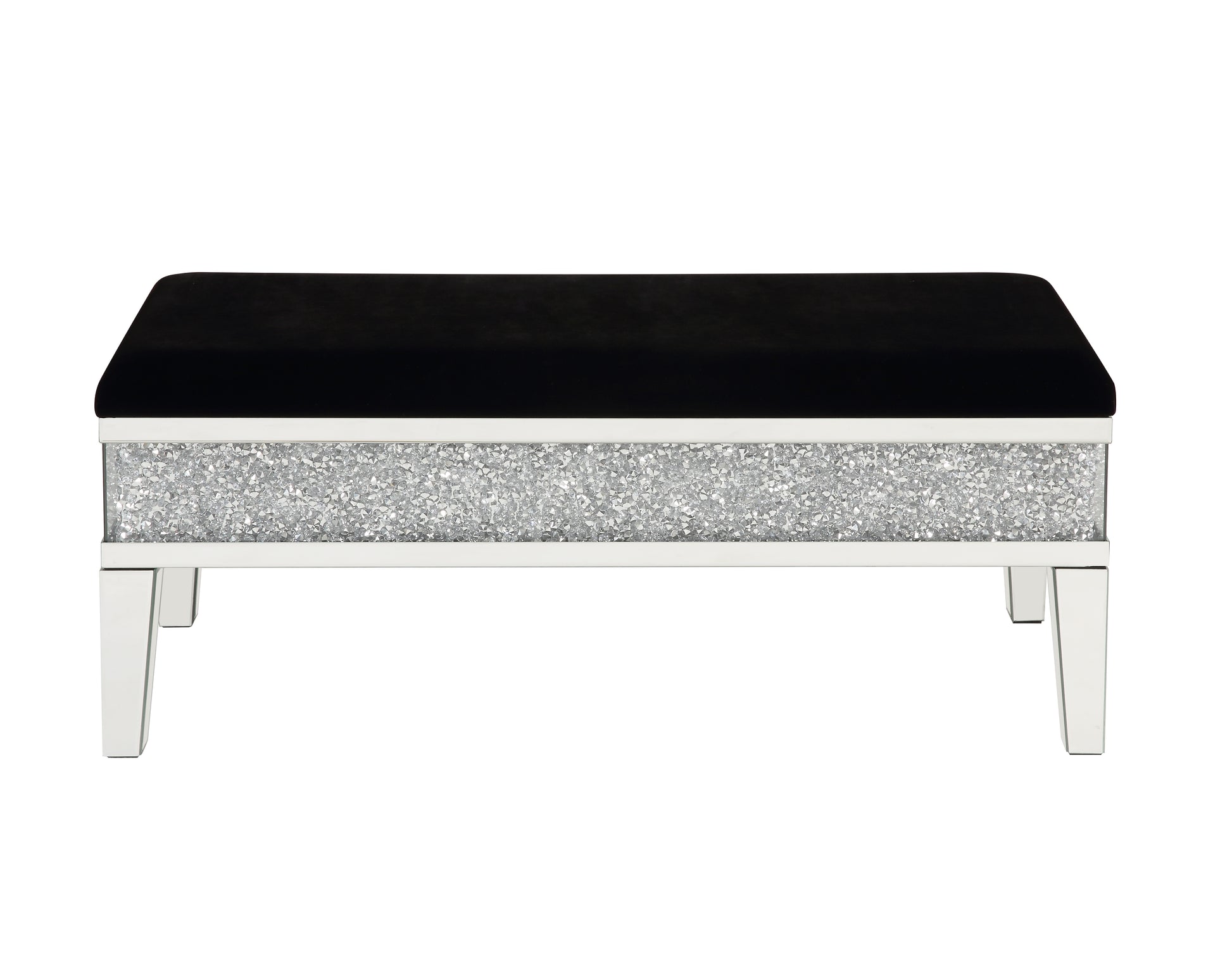 Noralie Bench W Storage Mirrored & Faux Diamonds Ac00535 Silver Glass