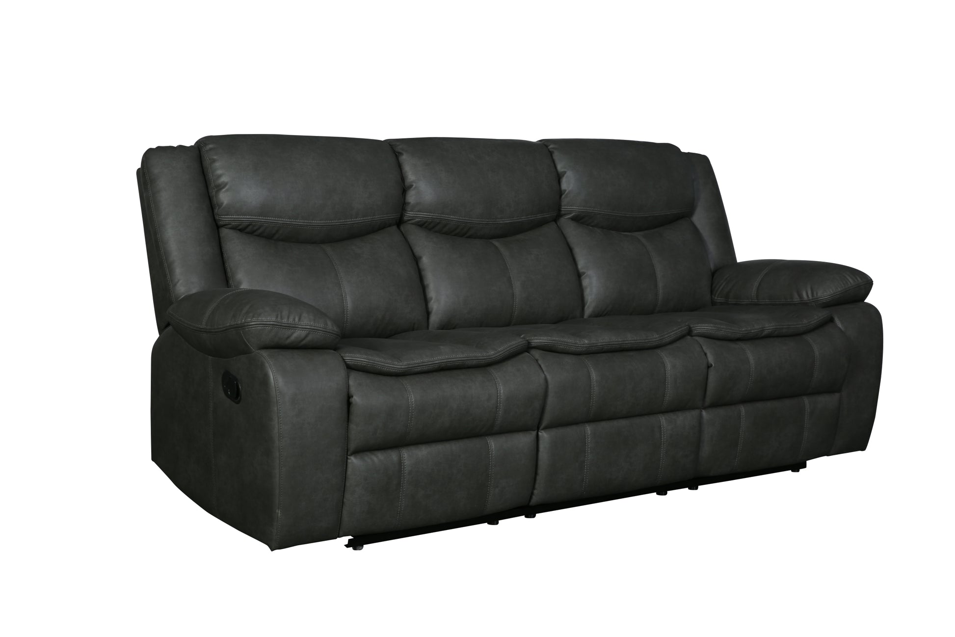 Transitional Leather Air Reclining Sofa Gray Foam Leather