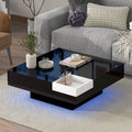 Modern Minimalist Design 31.5*31.5In Square Coffee Table With Detachable Tray And Plug In 16 Color Led Strip Lights Remote Control For Living Room Old Sku: Wf291303Aab Black Mdf