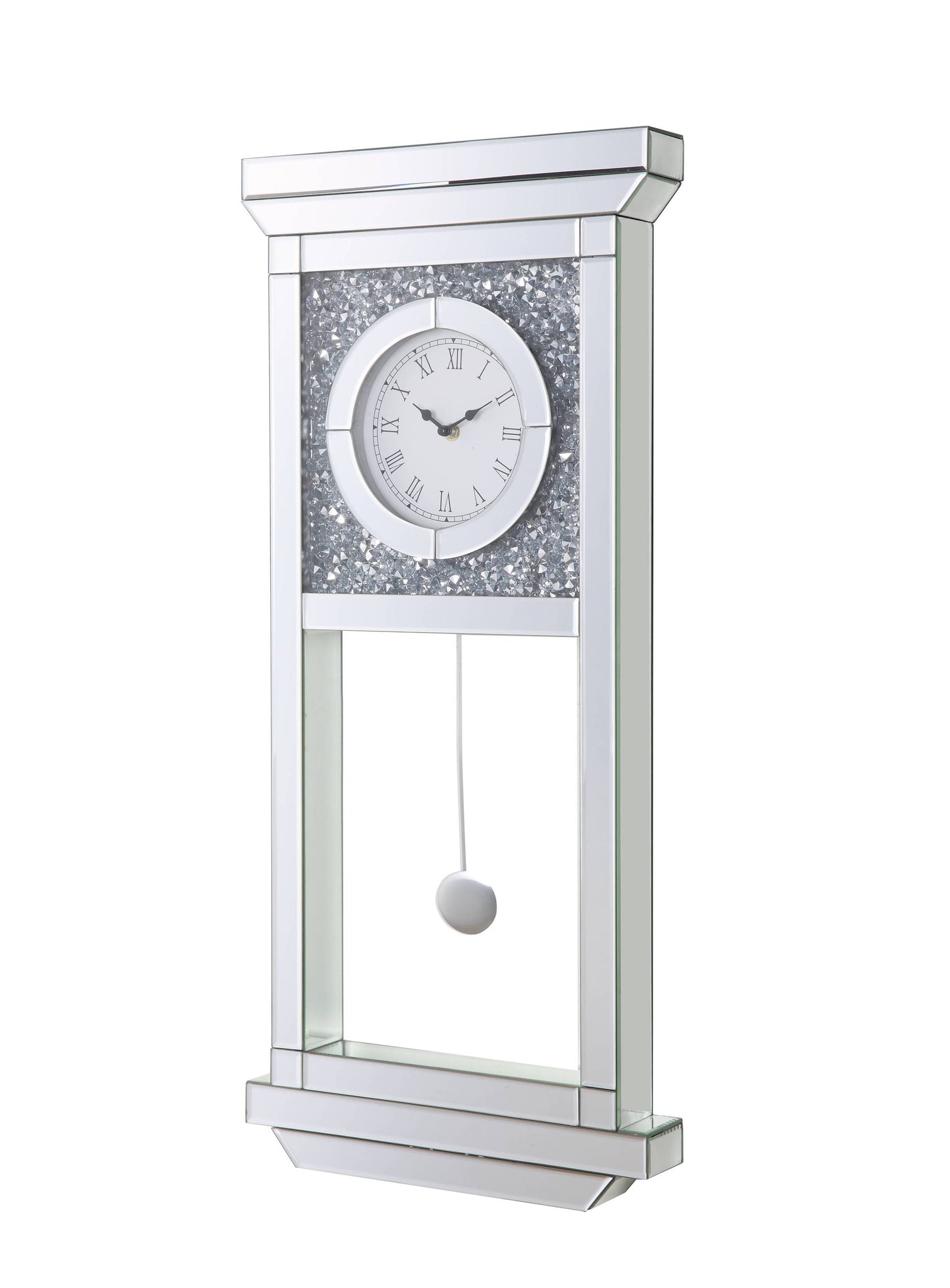 ACME Noralie WALL CLOCK Mirrored & Faux Diamonds silver-glass