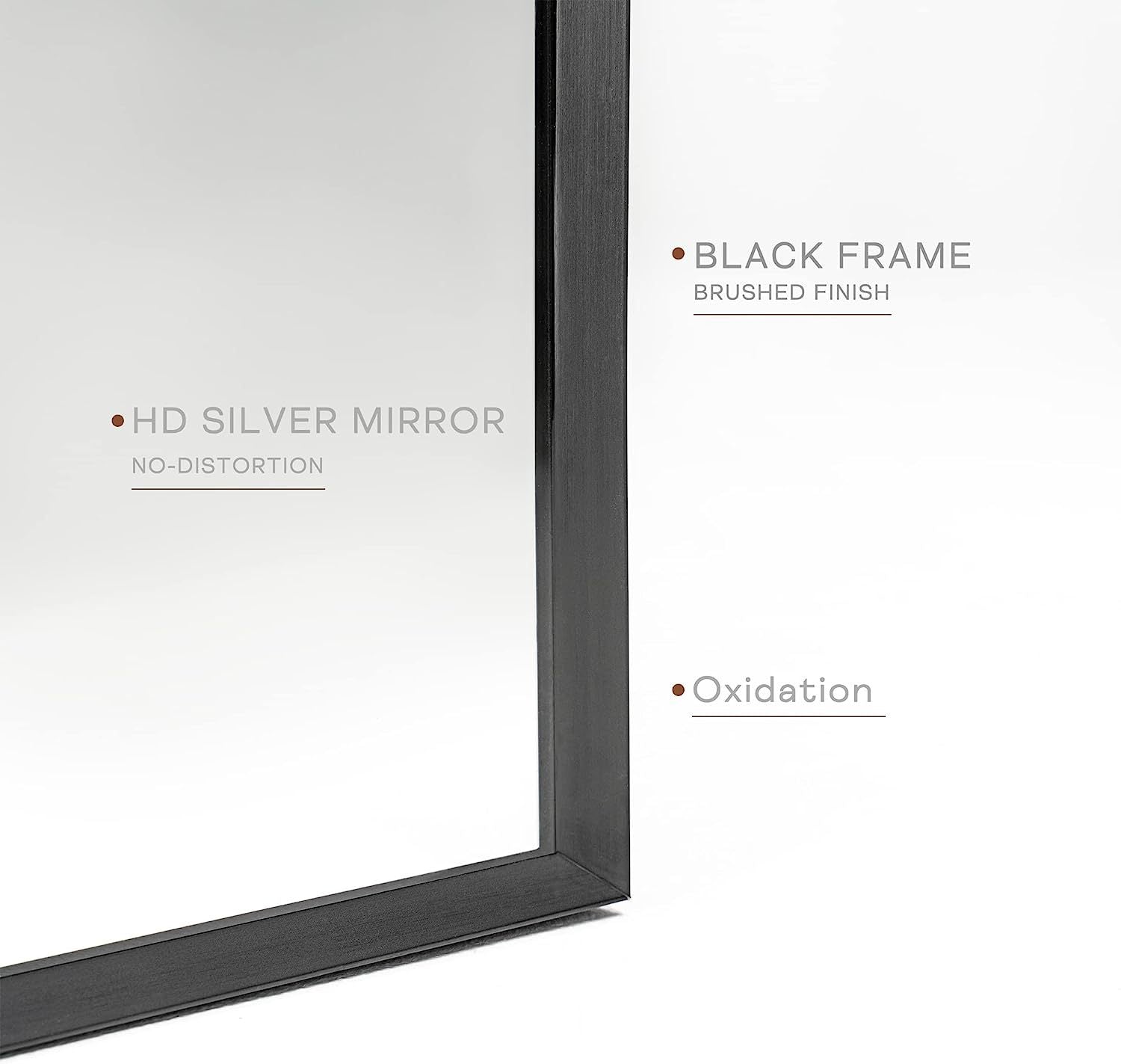 Wall Mirror 30"x20", Bathroom Mirror, Vanity Mirror black-mdf+glass-aluminium