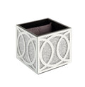 Noralie Ottoman W Storage Mirrored & Faux Diamonds Ac00529 Silver Glass