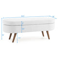 Ottoman Oval Storage Bench,Rubber Wood Legs,White 43.5