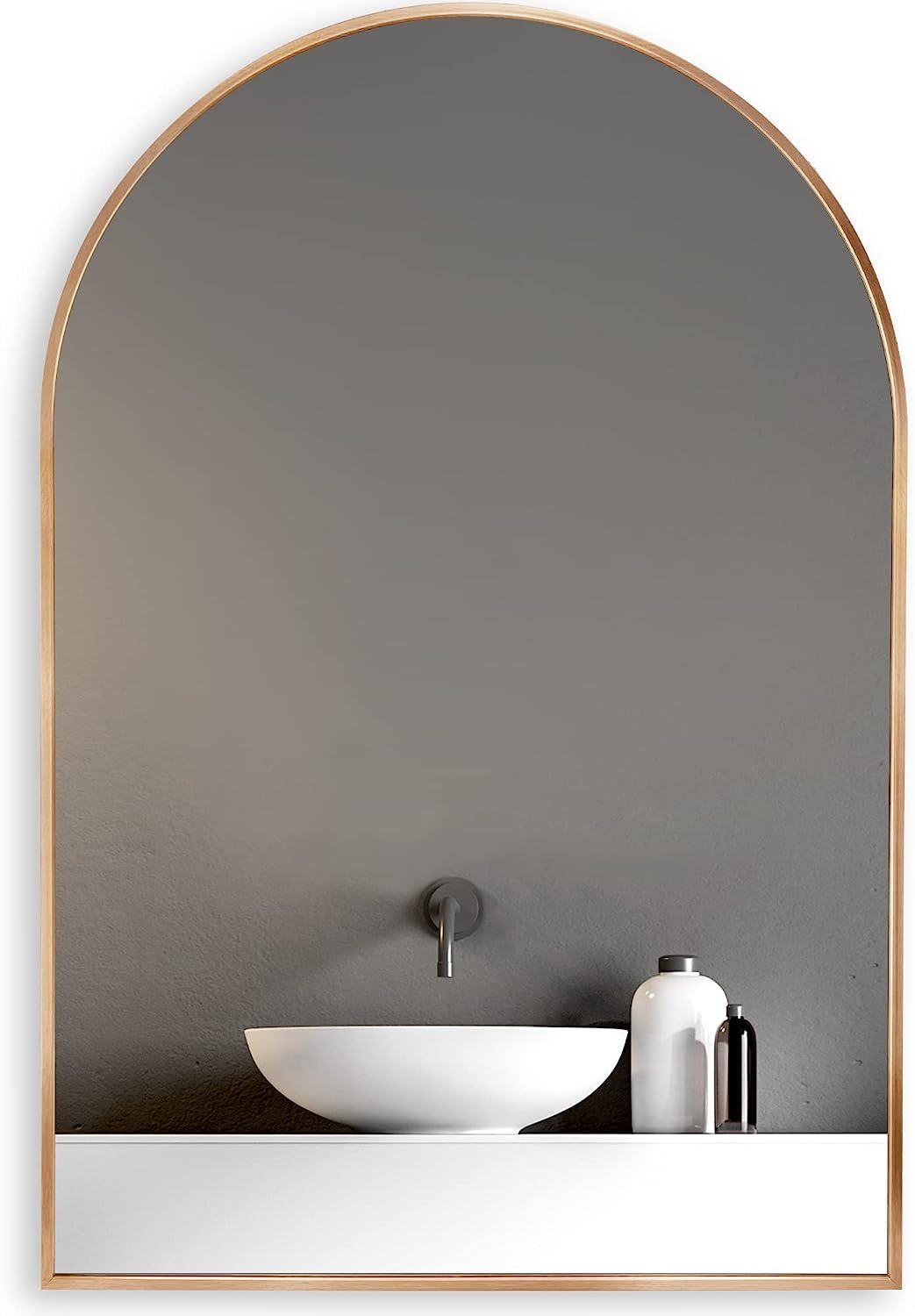 Gold 20*30In Metal Arch Mirror Gold Classic Mdf Glass Aluminium