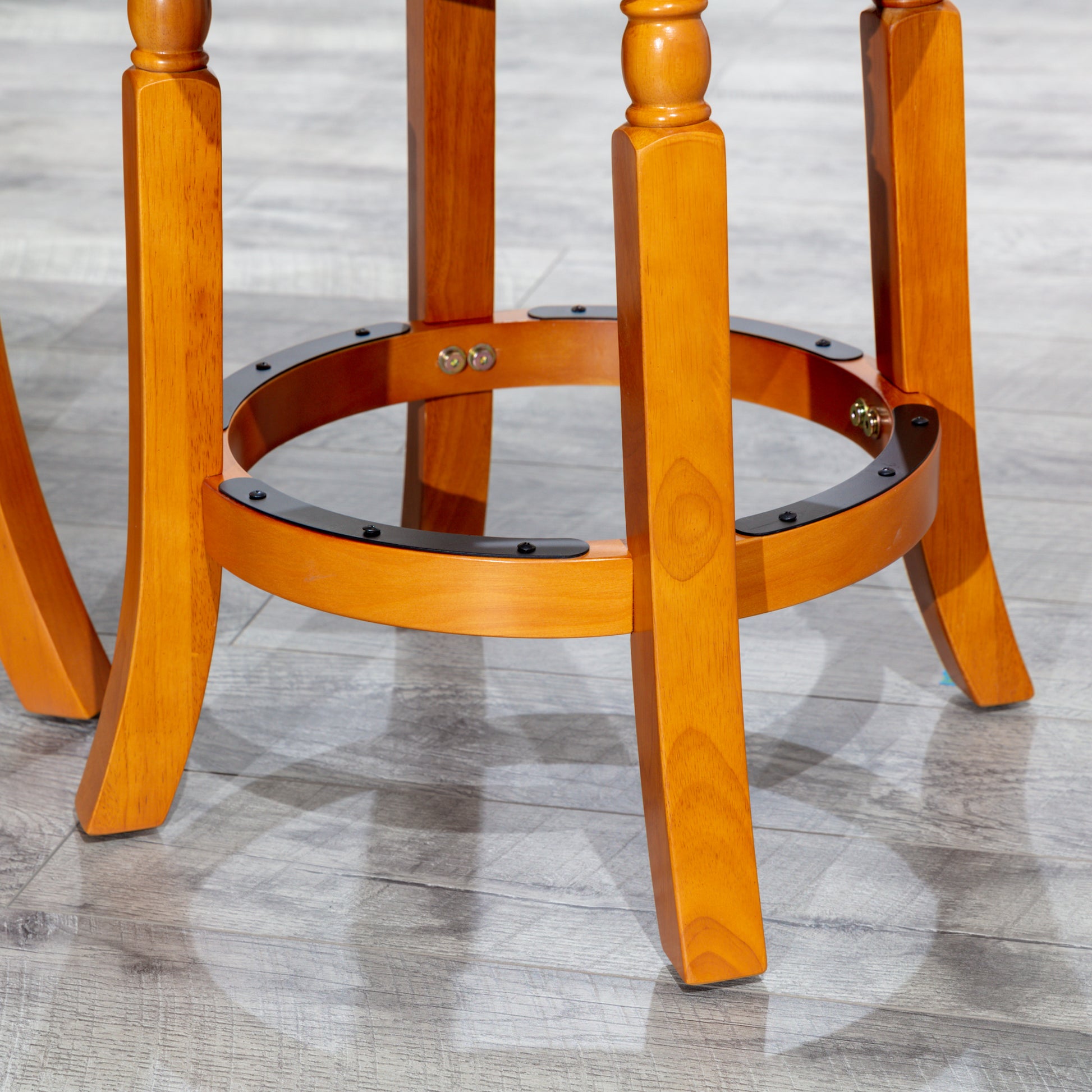 30" Bar Stool, Natural Finish, Saddle Leather Seat Natural Bonded Leather