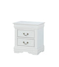 1Pc White Finish Two Drawers Louis Philip Nightstand Solid Wood Contemporary & Simple Style White Solid Wood