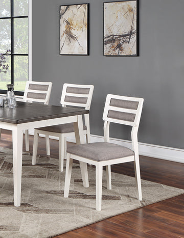 Beautiful Unique Set Of 2 Side Chairs White And Grey Kitchen Dining Room Furniture Ladder Back Design Chairs Cushion Upholstered White Gray White Dining Room Contemporary,Modern Dining Chairs Pine Solid Back Solid Wood