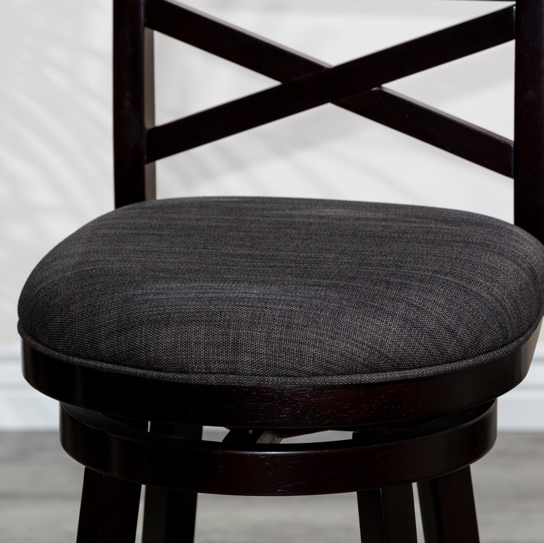 24" Counter Height X Back Swivel Stool, Espresso Finish, Charcoal Fabric Seat Espresso Fabric