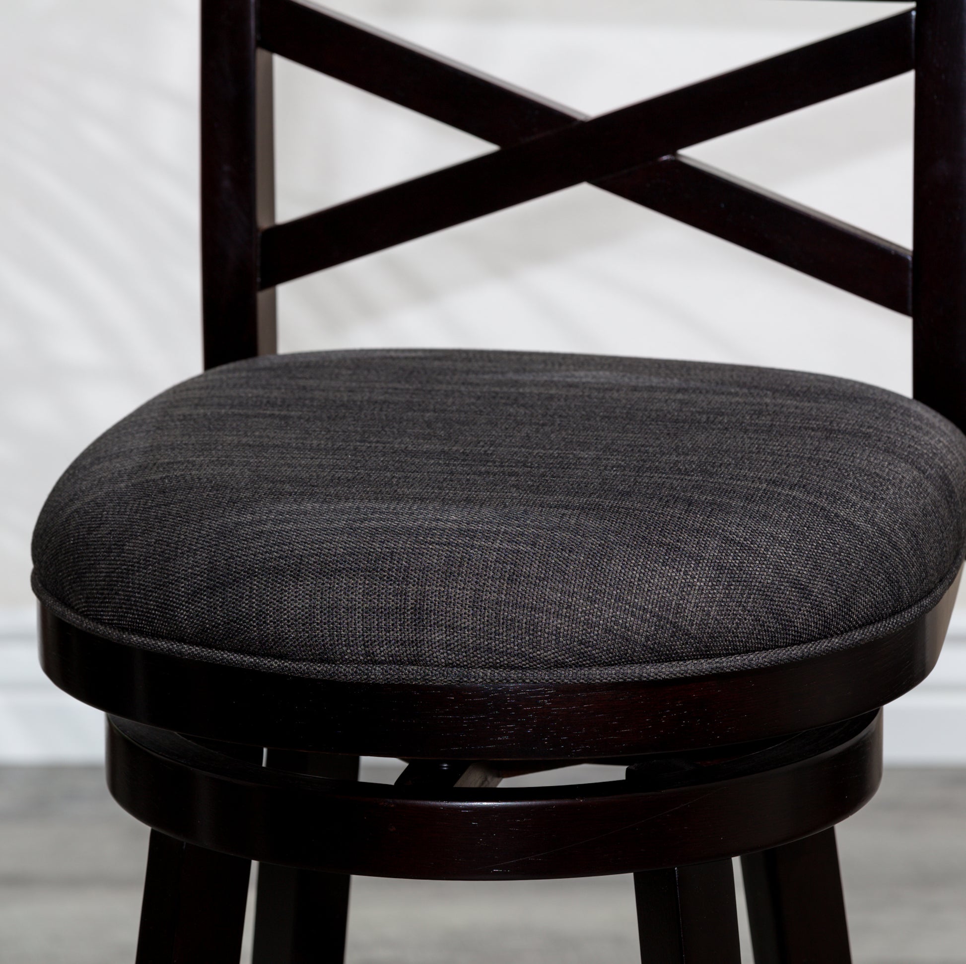 24" Counter Height X Back Swivel Stool, Espresso Finish, Charcoal Fabric Seat Espresso Fabric