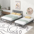 Full Size Platform Bed With Adjustable Trundle,Gray Old Sku:Sm000248Aae Gray Pine