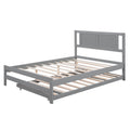 Full Size Platform Bed With Adjustable Trundle,Gray Old Sku:Sm000248Aae Gray Pine