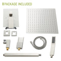 Shower System With Waterfall Tub Spout,16 Inch Ceiling Mount Square Shower System With Rough In Valve, Brushed Nickel Brushed Nickel Stainless Steel