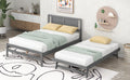 Full Size Platform Bed With Adjustable Trundle,Gray Old Sku:Sm000248Aae Gray Pine