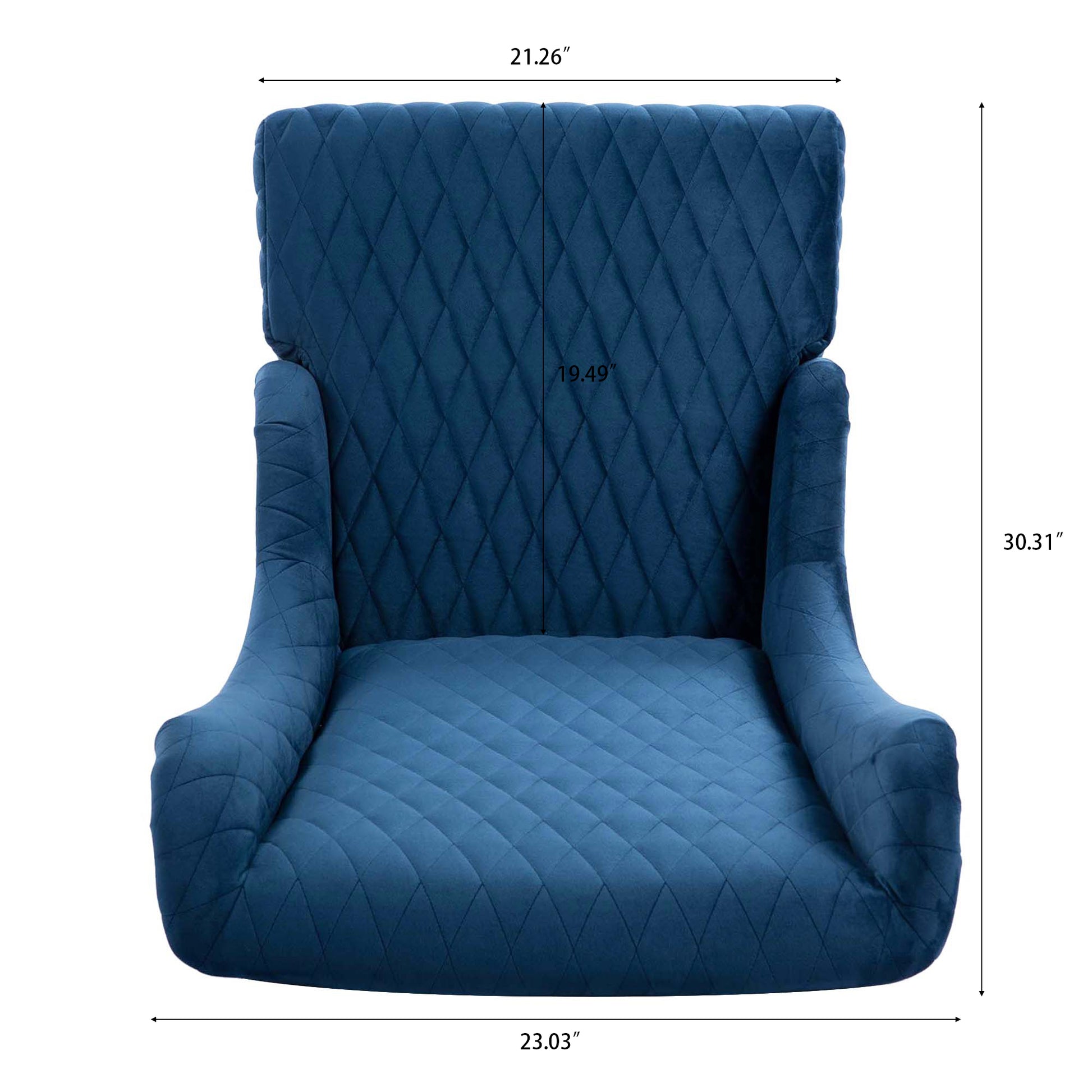 23.03''Wide High Back Velvet Accent Chair, Comfy High Wingback Chair, Living Room Chair With Soft Padded & Wooden Legs, Modern Side Chair For Living Room, Bedroom, Blue Blue Foam Fabric