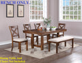 1pc Bench Only Natural Brown Finish Solid wood brown-dining room-mid-century