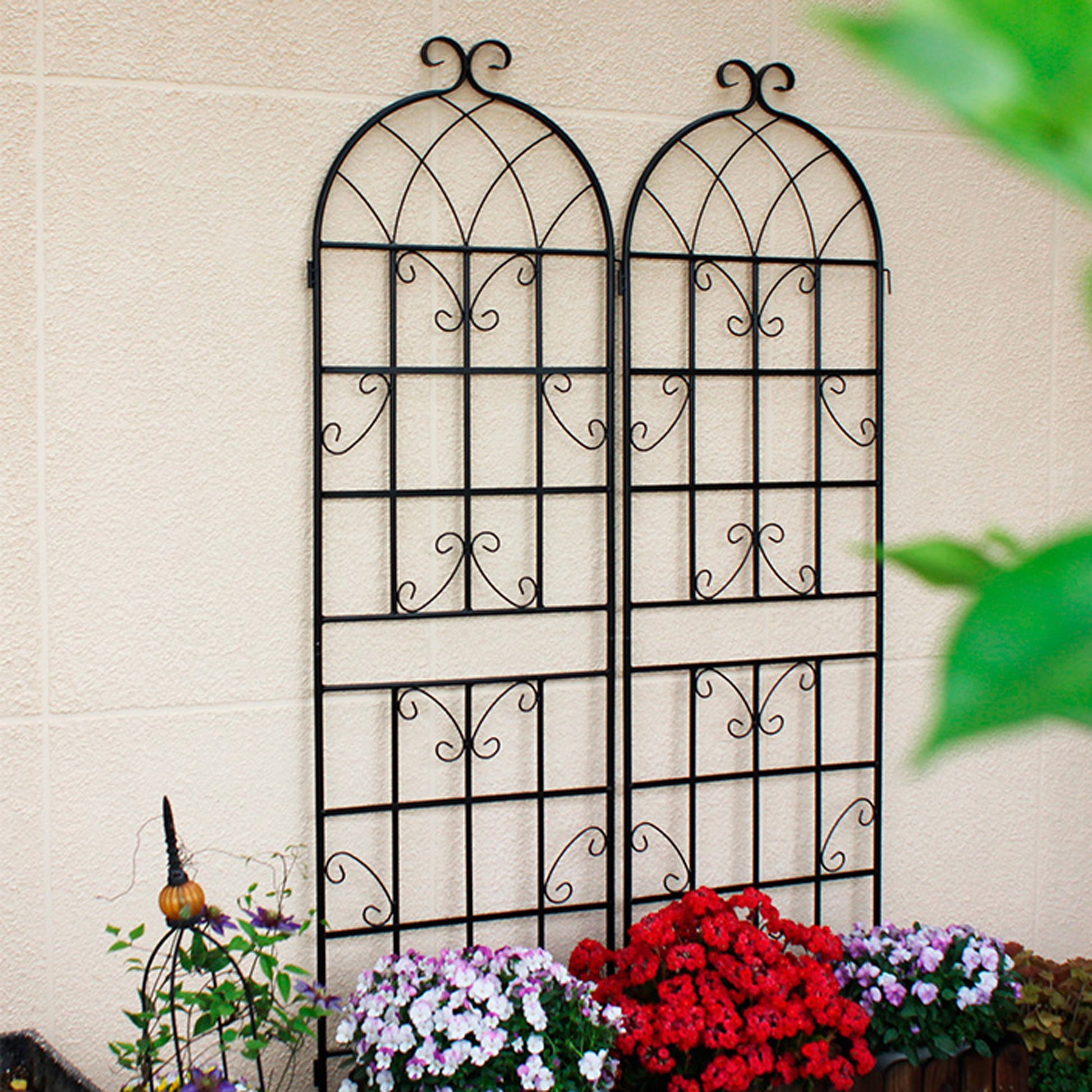 2 Pack Metal Garden Trellis 71" X 19.7" Rustproof Trellis For Climbing Plants Outdoor Flower Support Black Black Iron