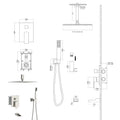 Shower System With Waterfall Tub Spout,16 Inch Ceiling Mount Square Shower System With Rough In Valve, Brushed Nickel Brushed Nickel Stainless Steel