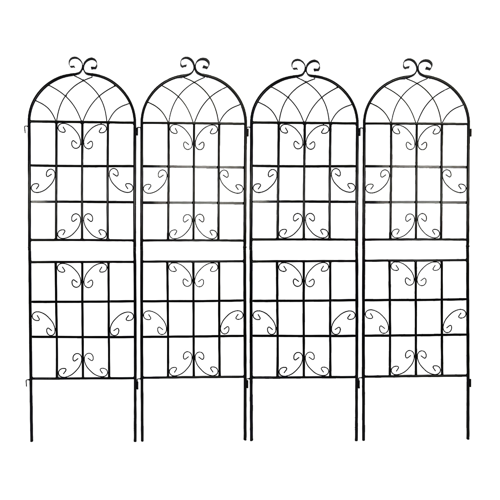 4 Pack Metal Garden Trellis 71" X 19.7" Rustproof Trellis For Climbing Plants Outdoor Flower Support Black Black Iron