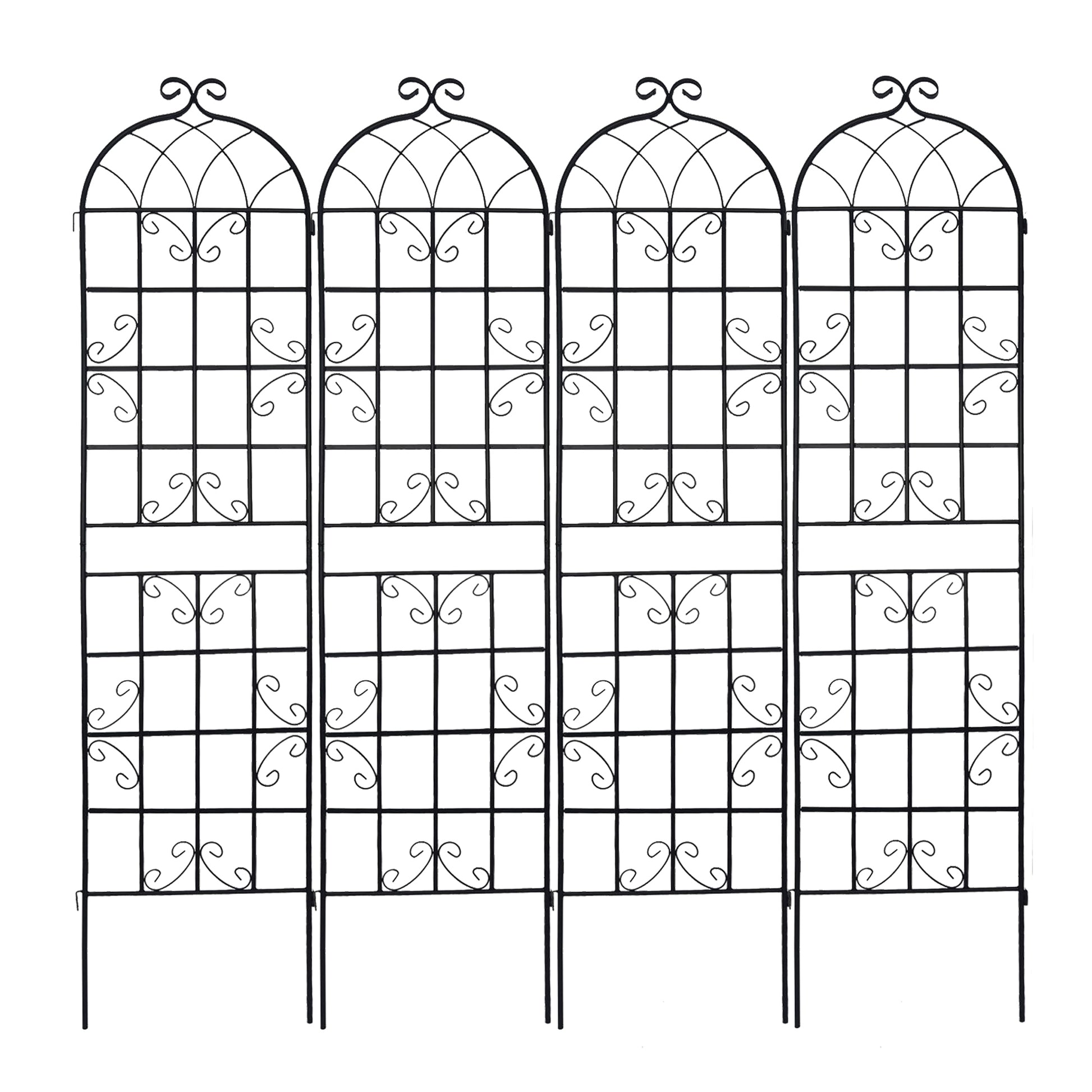 4 Pack Metal Garden Trellis 86.7" X 19.7" Rustproof Trellis For Climbing Plants Outdoor Flower Support Black Black Garden & Outdoor Iron