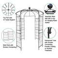 Metal Garden Arch Iron Garden Arbors Gazebo Dia81.3'' X 114.2'' High Birdcage Shape Pergola Pavilion For Wedding Ceremonyoutdoor Black Black Iron