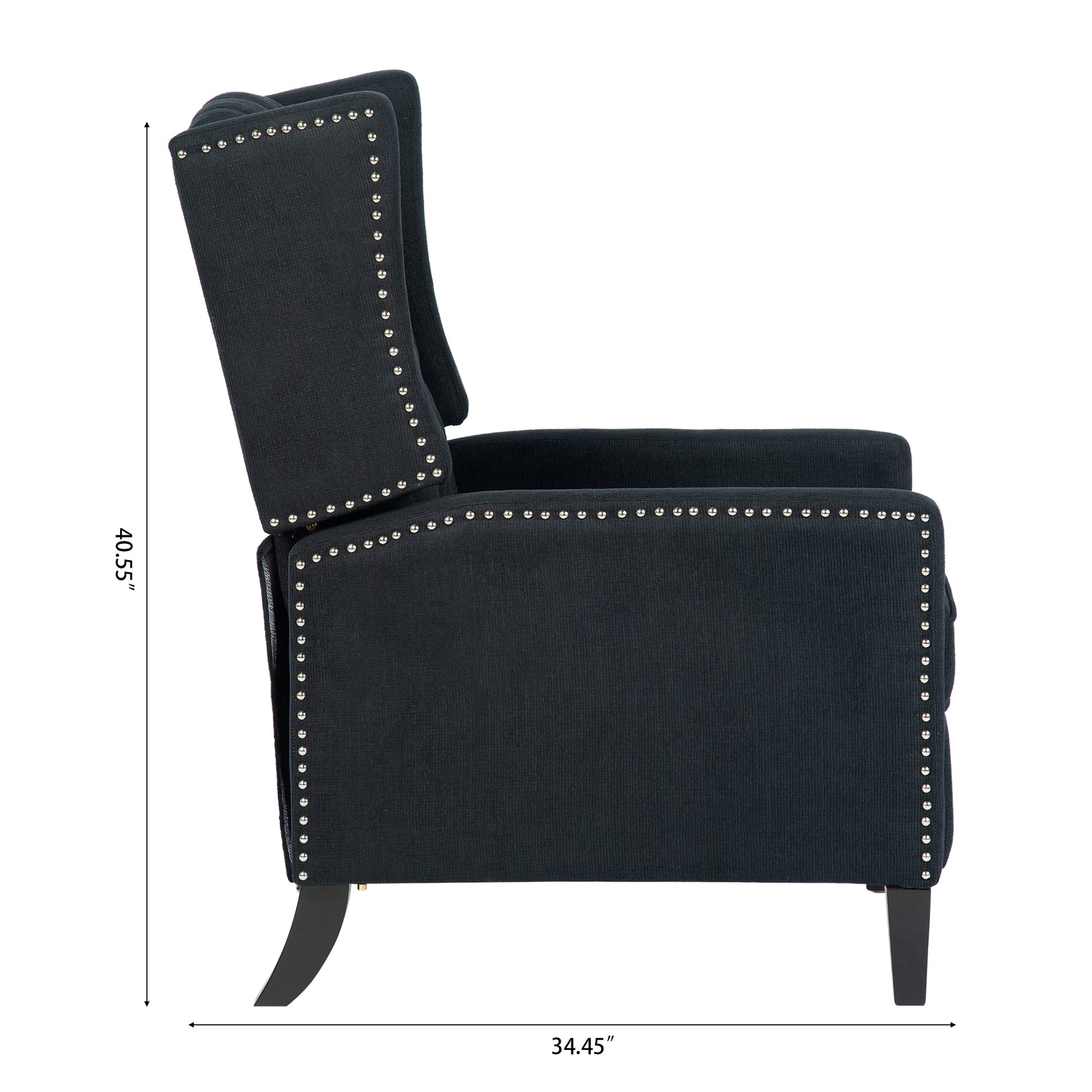 27.16" Wide Manual Wing Chair Recliner Black Fabric