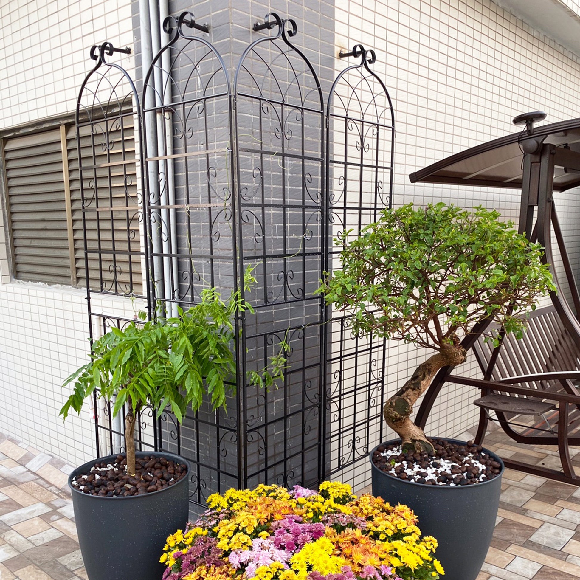 2 Pack Metal Garden Trellis 86.7" X 19.7" Rustproof Trellis For Climbing Plants Outdoor Flower Support Black Black Iron