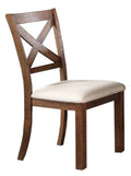 Set of 2 Side Chairs Natural Brown Finish Solid wood natural-brown-dining