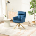 Dark Blue Velvet Contemporary High Back Upholstered Swivel Accent Chair Dark Blue Office Modern Foam Velvet