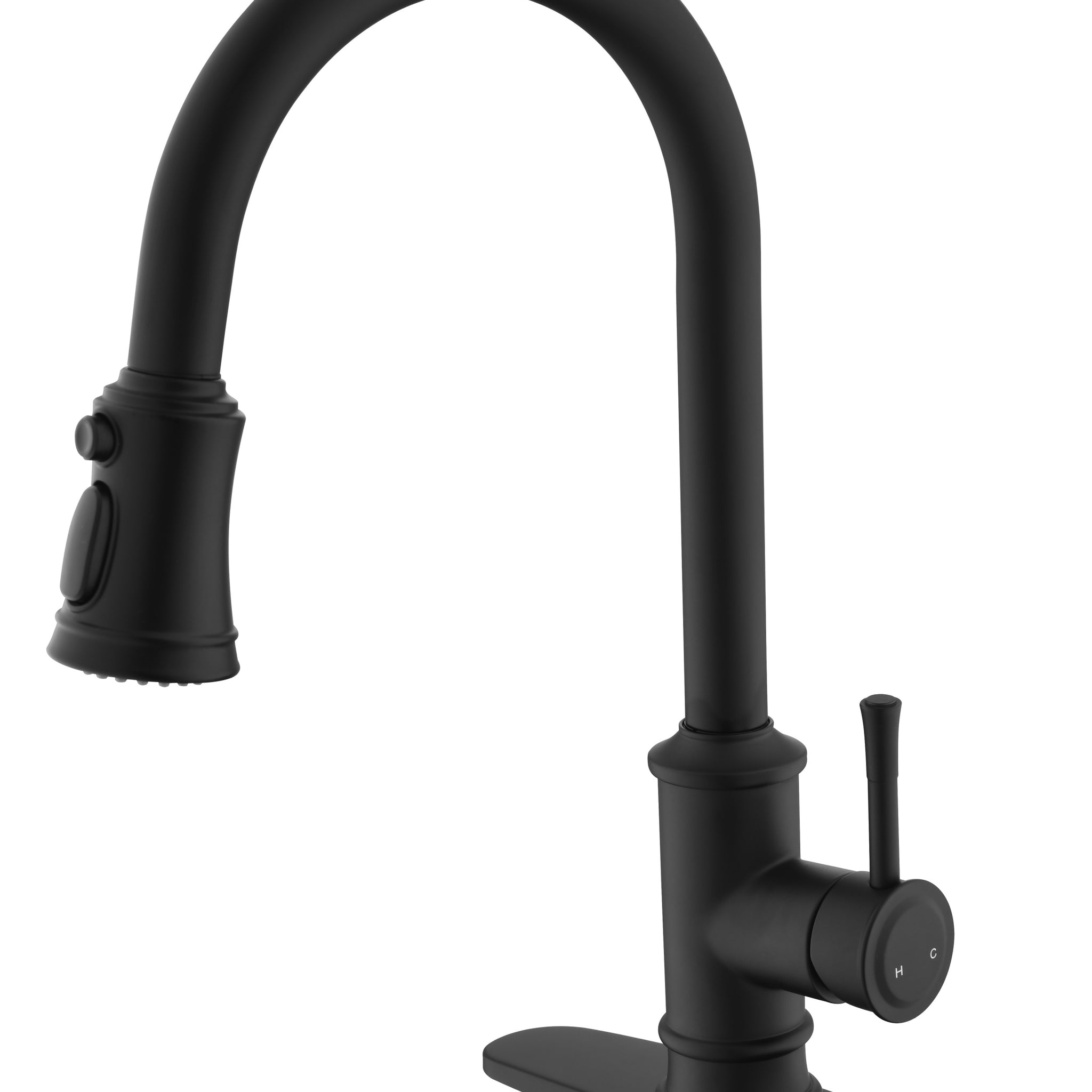 Single Handle High Arc Brushed Nickel Pull Out Kitchen Faucet,Single Level Stainless Steel Kitchen Sink Faucets With Pull Down Sprayer Matte Black Stainless Steel