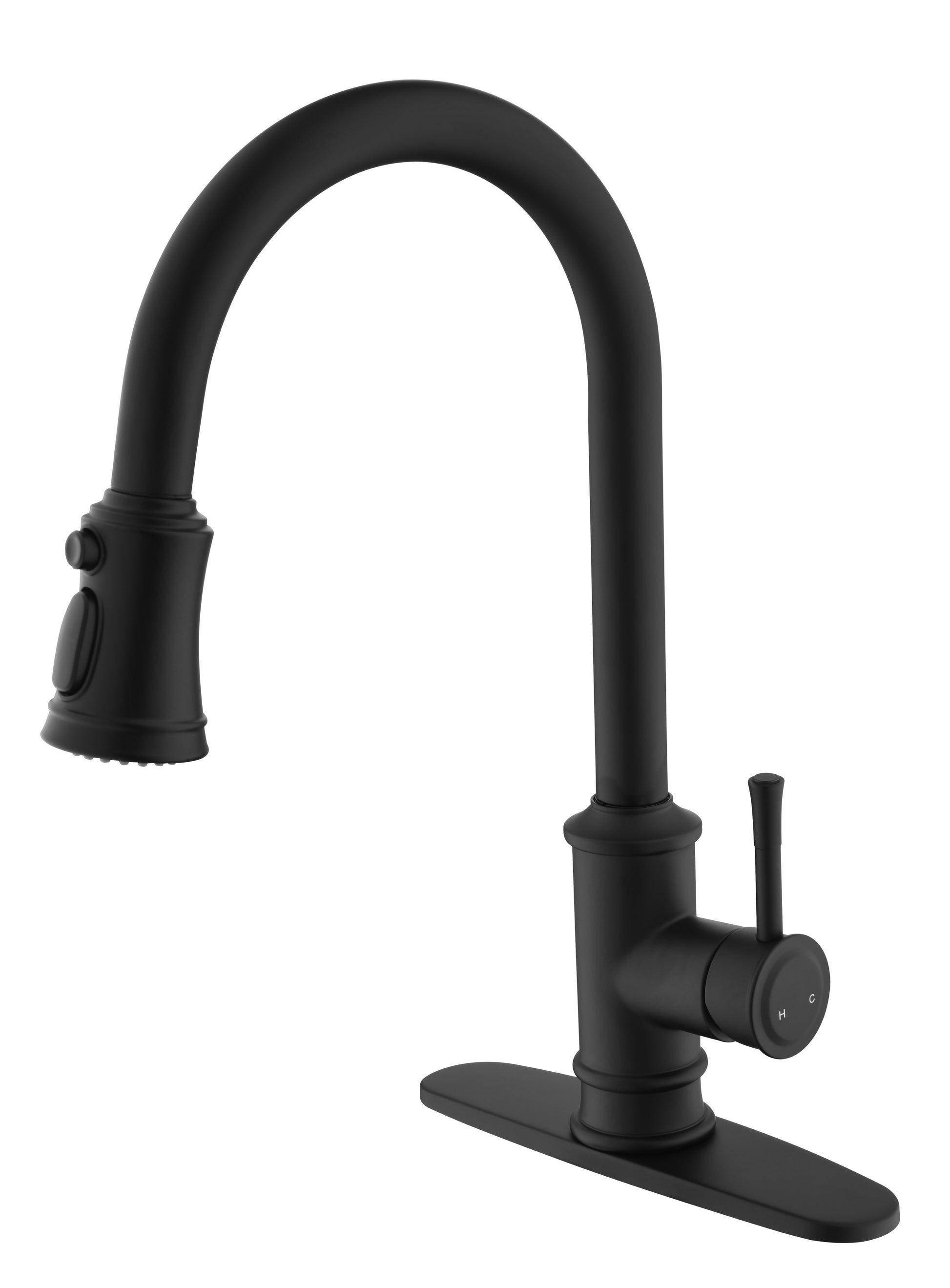 Single Handle High Arc Brushed Nickel Pull Out Kitchen Faucet,Single Level Stainless Steel Kitchen Sink Faucets With Pull Down Sprayer Matte Black Stainless Steel