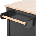 Kitchen Cart with Rubber Wood Countertop black-mdf