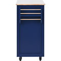 Kitchen Cart with Rubber Wood Countertop blue-mdf