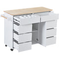 Kitchen Cart with Rubber Wood Countertop white-mdf