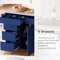 Kitchen Cart with Rubber Wood Countertop blue-mdf