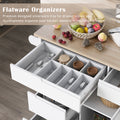 Kitchen Cart with Rubber Wood Countertop white-mdf