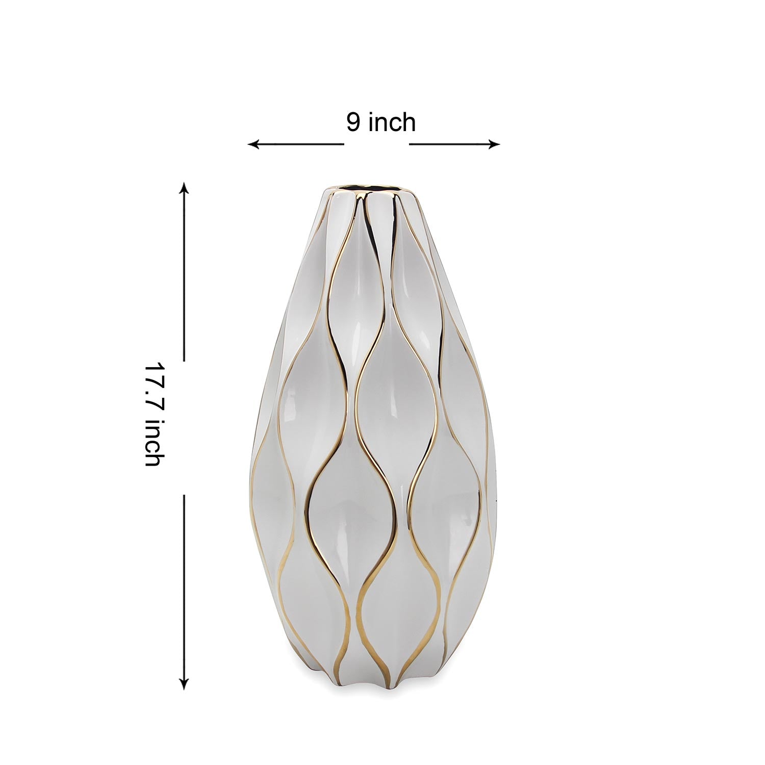 Elegant White Ceramic Vase With Gold Accents Timeless Home Decor White Ceramic