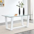 Glass Dining Table Large Modern Minimalist Rectangular For 6 8 With 0.4