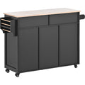 Kitchen Cart with Rubber Wood Countertop black-mdf