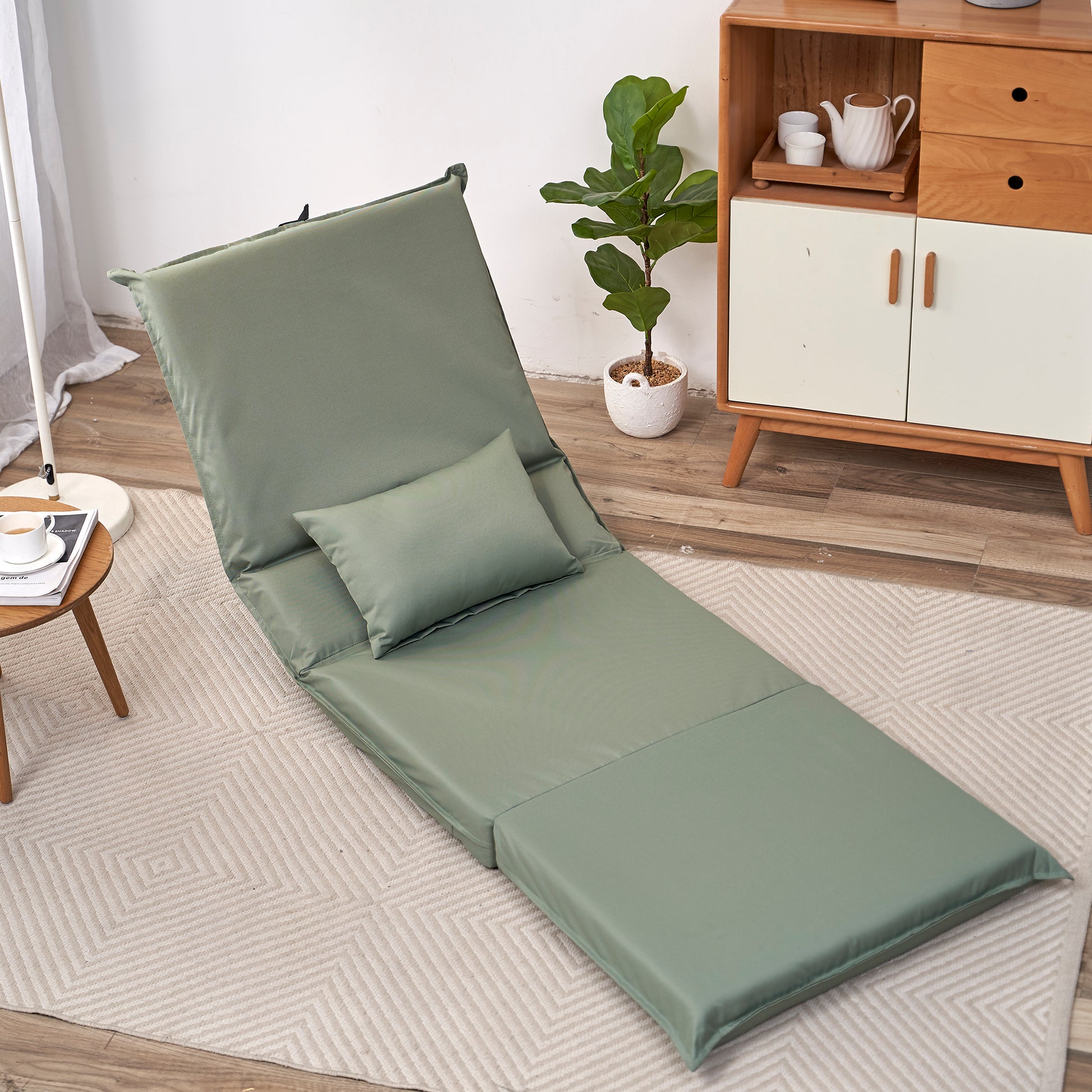 Foldable Portable Chair For Outdoor Travel, Picnic, Bbq,Camping Folding Adults With Carry Bag,Portable Chair For Outdoor Travel, Fourteen Position Adjustable Recliner Light Green Cotton Metal